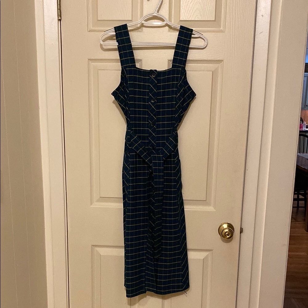 Current Air Navy Checkered Midi Dress S